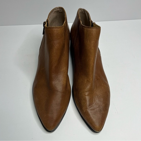 Lucky Brand Brown Leather Side Zip Ankle Boots Size 12 - Picture 1 of 13